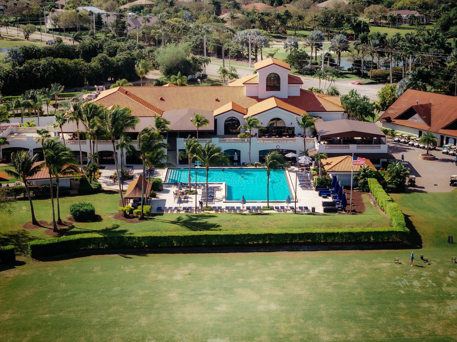 Aerial drone country club venue South Florida